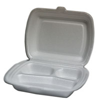Lunch box made of foamed polystyrene