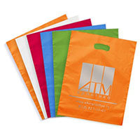 Polyethylene packet with double strength stamp handles