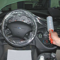 Protective film for steering wheel and transmission selector