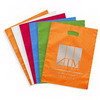 Polyethylene packet with double strength stamp handles