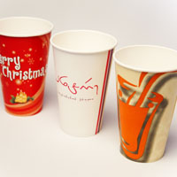 Branded paper cups for hot drinks