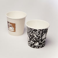 Branded paper cups for hot drinks